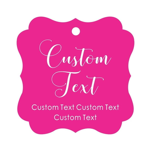 Darling Souvenir Personalized Paper Hang Tags Custom Text Wedding Party Gift Favor Tags -Magenta-50 Tags