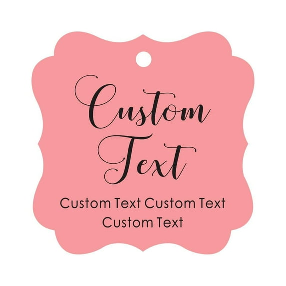 Darling Souvenir Personalized Paper Hang Tags Custom Text Wedding Party Gift Favor Tags -Peach & Pink-50 Tags