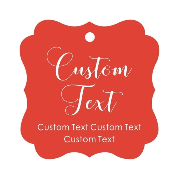 Darling Souvenir Personalized Paper Hang Tags Custom Text Wedding Party Gift Favor Tags -Red-100 Tags