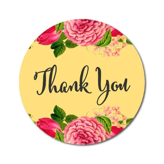 Darling Souvenir Personalized Peony Floral Round 45 Pcs Thank You Stickers DIY-1.6 Inches