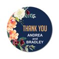 thumbnail image 1 of Darling Souvenir Personalized Wedding Bride Groom Names Envelope Seals DIY 45 Pieces Round Floral Thank You Stickers-Navy Blue, 1 of 4