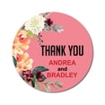 thumbnail image 1 of Darling Souvenir Personalized Wedding Bride Groom Names Envelope Seals DIY 45 Pieces Round Floral Thank You Stickers-Salmon, 1 of 4