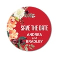 thumbnail image 1 of Darling Souvenir Personalized Wedding Bride Groom Names Envelope Seals Diy 45 Pieces Round Floral Save The Date Stickers - Orange, 1 of 1