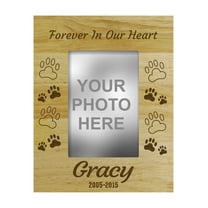 Darling Souvenir Personalized Wood Engraved Dog Memorial Picture Frame - Forever In Our Heart - Loss Of A Pet Gift -4 x 6 Inches Horizontal