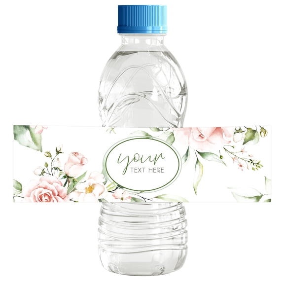 Darling Souvenir PersonalizedWaterBottleLabels Floral Theme Self Adhesive Party Supplies Custom Text Stickers ForWaterBottleIdeal Engagement Party, Wedding Announcement Party- Pack Of 32