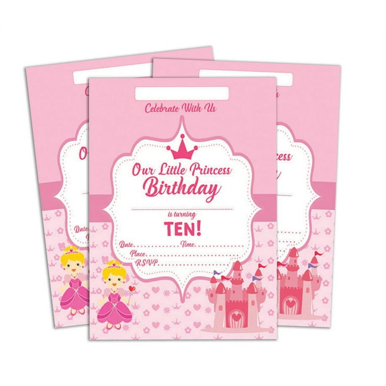 Darling Souvenir Pink Birthday Invitation Card Printable Elegant Fill or  Write In Blank Party Invites 28 Pcs 5 x 7 Inches