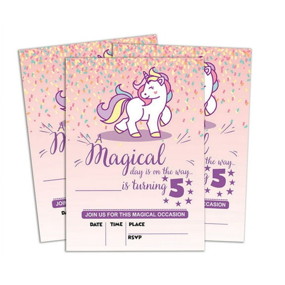 Darling Souvenir Pink Birthday Invitation Card Printable Elegant Fill or Write In Blank Party Invites 28 Pcs 5 x 7 Inches