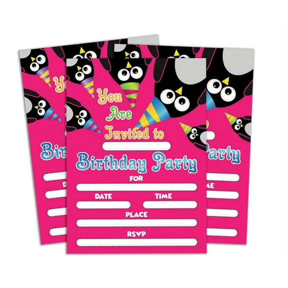 Darling Souvenir Pink Birthday Invitation Card Printable Fill or Write In Blank Invites Party Supplies Pack Of 28 5 x 7 Inches
