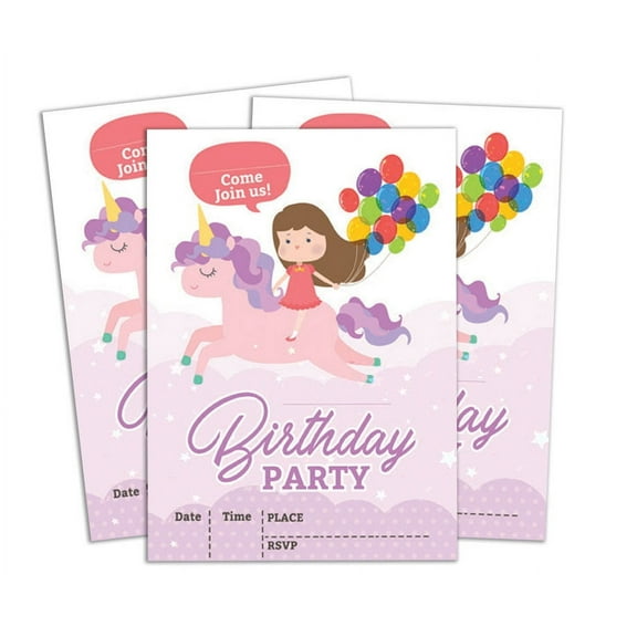 Darling Souvenir Purple Birthday Invitation Card Printable Elegant Fill or Write In Blank Party Invites 28 Pcs 5 x 7 Inches
