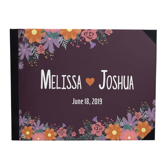 Darling Souvenir Purple Floral Hardbound Cover Printed Anniversary Wedding Guestbook Scrap book-9 x 12 Inches