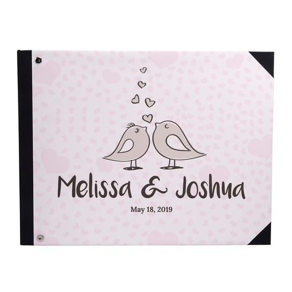 Darling Souvenir Purple Love Birds Printed Hardbound Cover Guestbook For Wedding Guest Sign In Book Registry-9 x 12 Inches
