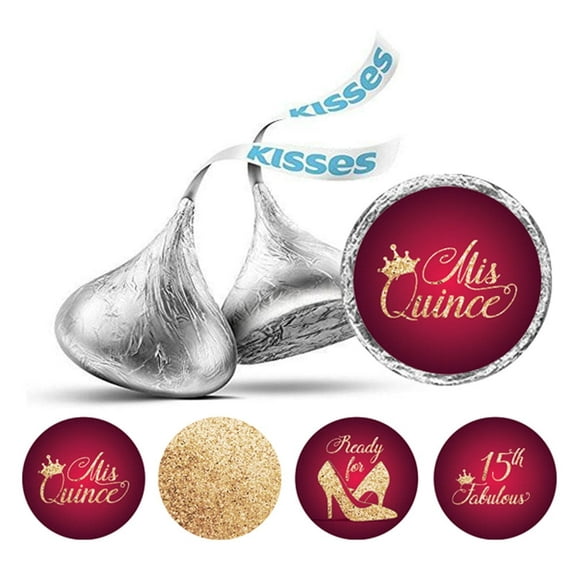 Darling Souvenir Quinceanera 15 Birthday Stickers Candy Labels 190 Pcs Party Favor-Dark Magenta