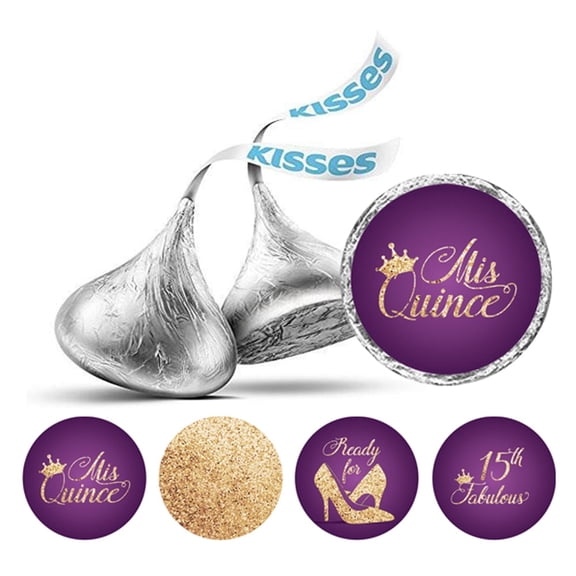 Darling Souvenir Quinceanera 15 Birthday Stickers Candy Labels 190 Pcs Party Favor-Purple