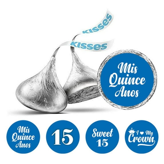 Darling Souvenir Quinceanera 15 Birthday Stickers for chocolate Candy Labels 190 Pcs-Medium Blue