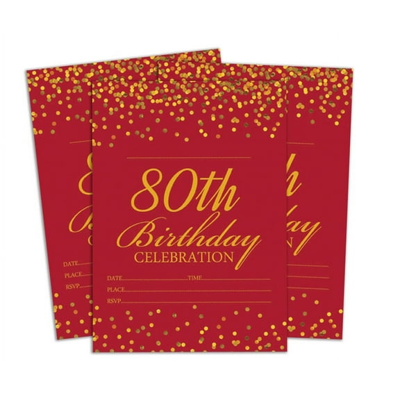 Darling Souvenir Red Birthday Invitation Card 28 Pcs Fill or Write In Blank Invites Printable Party Supplies 5 x 7 Inches