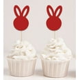 thumbnail image 1 of Darling Souvenir, Red Easter Bunny Rabbit Cupcake Toppers Dessert Decoration Cupcake Toppers - Pack Of 20, 1 of 1