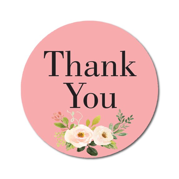 Darling Souvenir Round 1.6 Inches Peony Floral Baby Pink Thank You Stickers Wedding Gift-45 Pcs