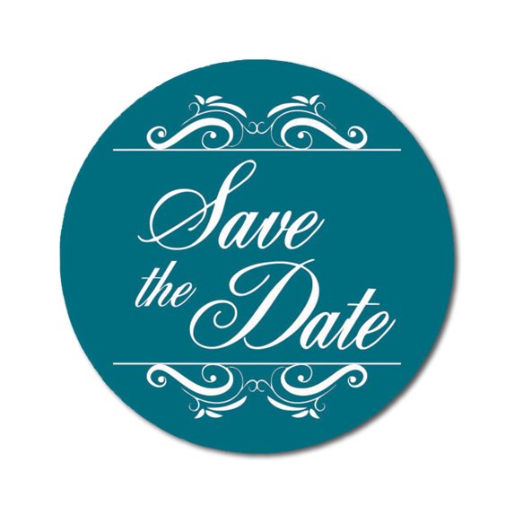 Darling Souvenir Round 1.6 Inches Swirl Border Teal Blue Save The Date Stickers Wedding Envelope Seal-45 Pcs