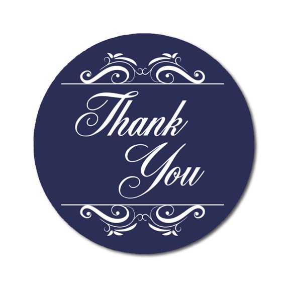 Darling Souvenir Round 1.6 Inches Swirl Border Thank You Navyt Blue Stickers Non Customized Gift-45 Pcs