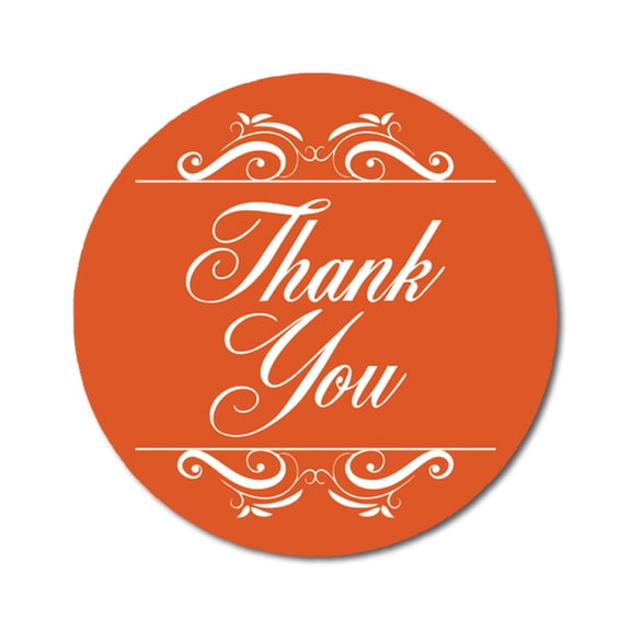 Darling Souvenir Round 1.6 Inches Swirl Border Thank You Orange Stickers Non Customized Gift-45 Pcs