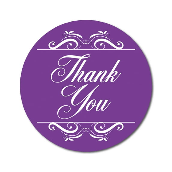 Darling Souvenir Round 1.6 Inches Swirl Border Thank You Purple Stickers Non Customized Gift-45 Pcs
