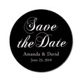 thumbnail image 1 of Darling Souvenir Round 45 Pcs Calligraphy Save The Date Stickers Personalized Bride Groom Names And Date Envelope Seals - Black, 1 of 4