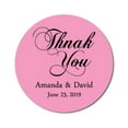 thumbnail image 1 of Darling Souvenir Round 45 Pcs Calligraphy Thank You Stickers Personalized Bride Groom Names And Date Envelope Seals-Light Pink, 1 of 3