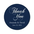 thumbnail image 1 of Darling Souvenir Round 45 Pcs Calligraphy Thank You Stickers Personalized Bride Groom Names And Date Envelope Seals-Navy Blue, 1 of 3