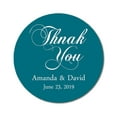 thumbnail image 1 of Darling Souvenir Round 45 Pcs Calligraphy Thank You Stickers Personalized Bride Groom Names And Date Envelope Seals-Teal Blue, 1 of 3