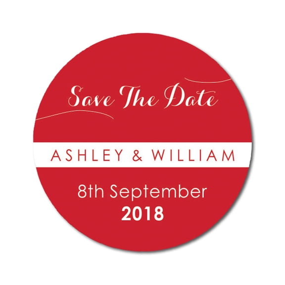 Darling Souvenir Round 45 Pcs Custom Save The Date Stickers Personalized Wedding Bride Groom Names And Date Envelope Seals - Red