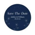 thumbnail image 1 of Darling Souvenir Round 45 Pcs Dandelion Wishes Save The Date Stickers Personalized Bride Groom Names And Date Envelope Seals - Navy Blue, 1 of 4
