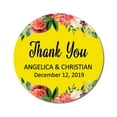 thumbnail image 1 of Darling Souvenir Round 45 Pcs Floral Border Thank You Stickers Personalized Bride Groom Names And Date Envelope Seals-Yellow, 1 of 3