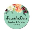 thumbnail image 1 of Darling Souvenir Round 45 Pcs Floral Save The Date Stickers Wedding Personalized Bride Groom Names And Date Envelope Seals - Mint, 1 of 4