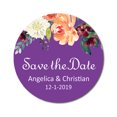 thumbnail image 1 of Darling Souvenir Round 45 Pcs Floral Save The Date Stickers Wedding Personalized Bride Groom Names And Date Envelope Seals - Violet, 1 of 4