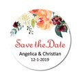 thumbnail image 1 of Darling Souvenir Round 45 Pcs Floral Save The Date Stickers Wedding Personalized Bride Groom Names And Date Envelope Seals - White, 1 of 4