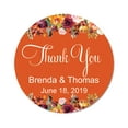 thumbnail image 1 of Darling Souvenir Round 45 Pcs Floral Thank You Stickers Personalized Wedding Bride Groom Names And Date Envelope Seals-Orange, 1 of 4