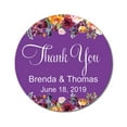 thumbnail image 1 of Darling Souvenir Round 45 Pcs Floral Thank You Stickers Personalized Wedding Bride Groom Names And Date Envelope Seals-Violet, 1 of 4