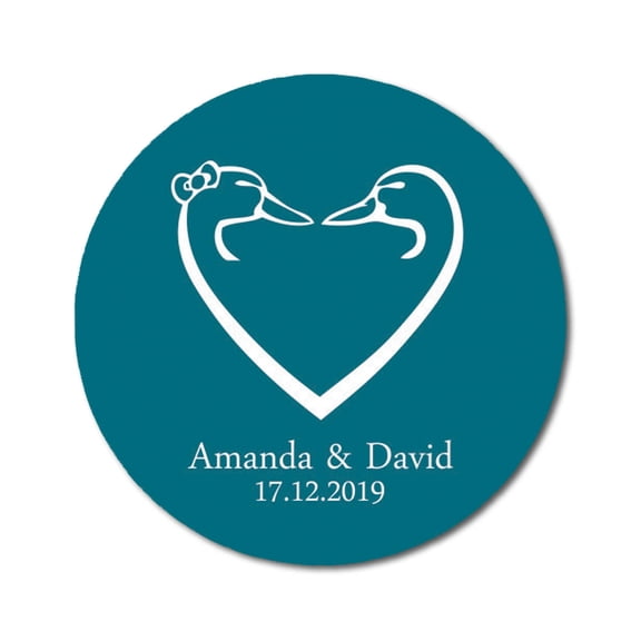 Darling Souvenir Round 45 Pcs Love Heart Save The Date Stickers Personalized Bride Groom Names And Date Envelope Seals - Teal Blue