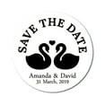 thumbnail image 1 of Darling Souvenir Round 45 Pcs Loving Swans Save The Date Stickers Personalized Bride Groom Names And Date Envelope Seals - White, 1 of 1