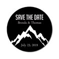 thumbnail image 1 of Darling Souvenir Round 45 Pcs Mountain Save The Date Stickers Personalized Bride Groom Names and Date Envelope Seals - Black, 1 of 4