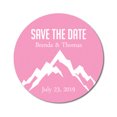 thumbnail image 1 of Darling Souvenir Round 45 Pcs Mountain Save The Date Stickers Personalized Bride Groom Names and Date Envelope Seals - Light Pink, 1 of 4