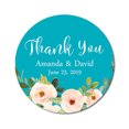 thumbnail image 1 of Darling Souvenir Round 45 Pcs Peony Floral Thank You Stickers Personalized Bride Groom Names And Date Envelope Seals-Turquoise Blue, 1 of 3