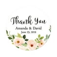 thumbnail image 1 of Darling Souvenir Round 45 Pcs Peony Floral Thank You Stickers Personalized Bride Groom Names And Date Envelope Seals-White, 1 of 3