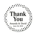 thumbnail image 1 of Darling Souvenir Round 45 Pcs Polka Dot Border Thank You Stickers Personalized Bride Groom Names And Date Envelope Seals-White, 1 of 3