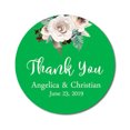 thumbnail image 1 of Darling Souvenir Round 45 Pcs Rose Floral Thank You Stickers Personalized Bride Groom Names And Date Envelope Seals-Green, 1 of 4