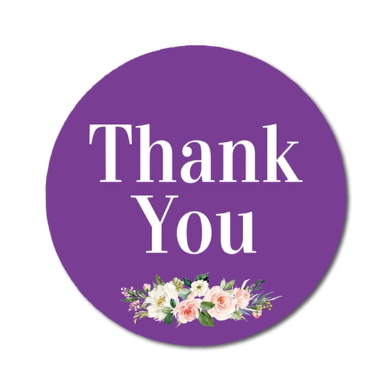 Darling Souvenir Round 45 Pcs Rose & Peony Floral Thank You Stickers Purple Envelope Seal-1.6 Inches