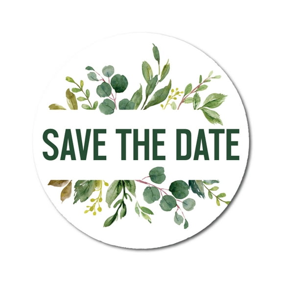 Darling Souvenir Round 45 Pcs Rustic Leaf Border Non Customized Save The Date Stickers-1.6 Inches
