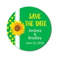 thumbnail image 1 of Darling Souvenir Round 45 Pcs Sunflower Save The Date Stickers Wedding Personalized Bride Groom Names And Date Envelope Seals - Green, 1 of 4