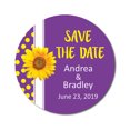 thumbnail image 1 of Darling Souvenir Round 45 Pcs Sunflower Save The Date Stickers Wedding Personalized Bride Groom Names And Date Envelope Seals - Violet, 1 of 1