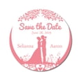 thumbnail image 1 of Darling Souvenir Round 45 Pcs Wedding Couple Save The Date Stickers Personalized Bride Groom Names And Date Envelope Seals- Grayish Purple, 1 of 7